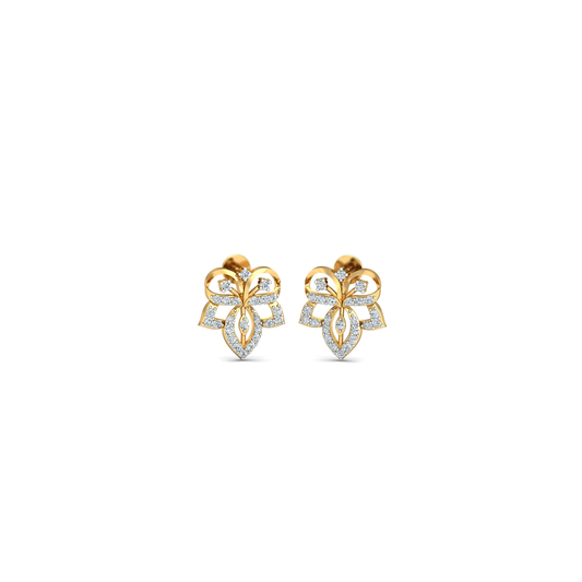 Silver gold floral petal CZ earrings in 925 sterling silver for wedding wear