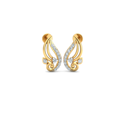 Silver gold royal leaf CZ earrings in 925 sterling silver