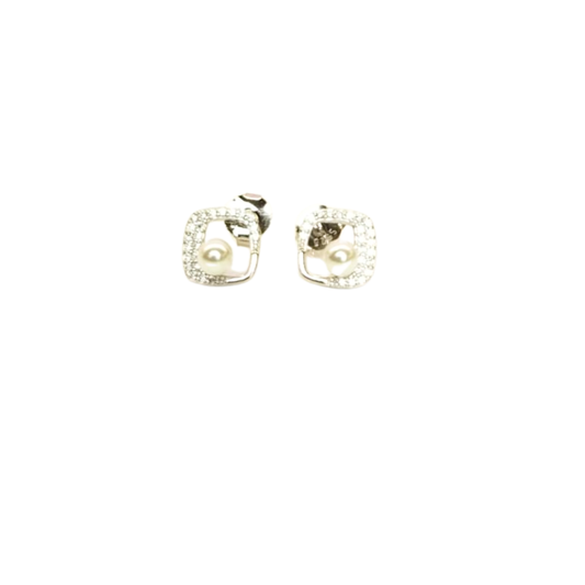 Silver Pearl ear studs