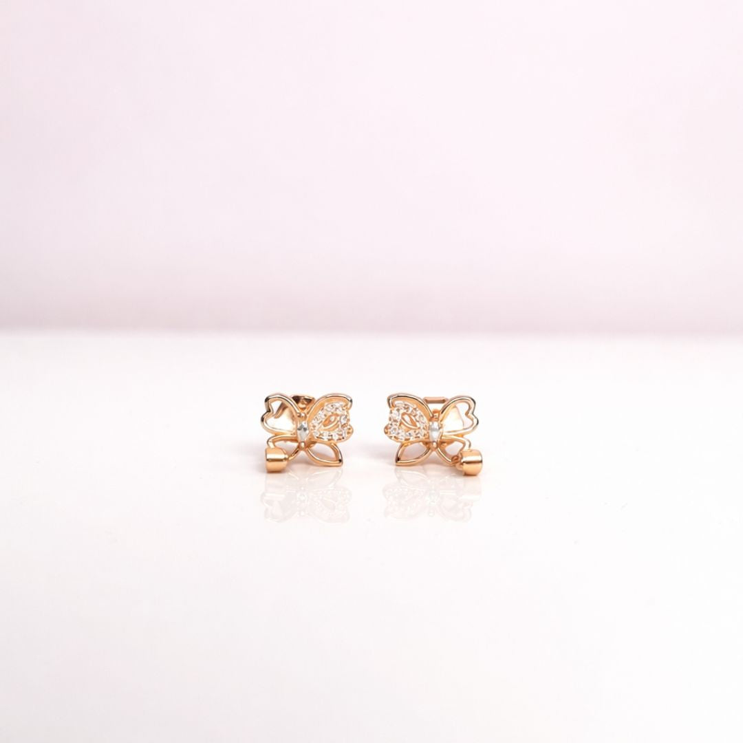 925 sterling silver butterfly outline stud earrings with gold polish finish