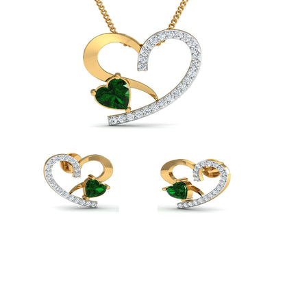 Emerald Heart Pendant & Earring Set