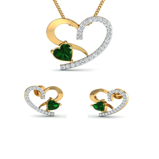 Emerald Heart Pendant & Earring Set