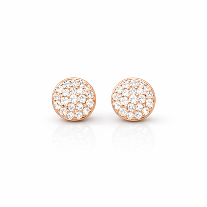 Rose gold pavé disc CZ stud earrings in 925 sterling silver