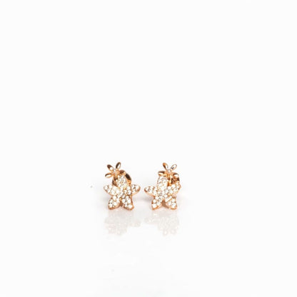 925 sterling silver star pavé stud earrings with gold polish finish