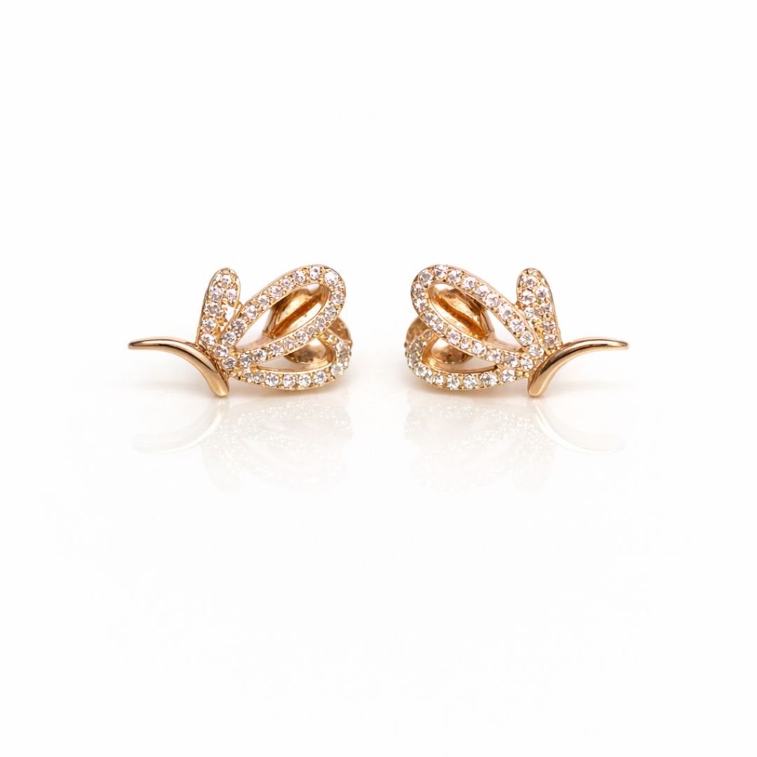 925 sterling silver rose gold curved CZ stud earrings for women