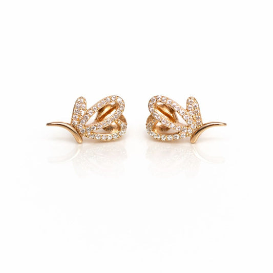 925 sterling silver rose gold curved CZ stud earrings for women