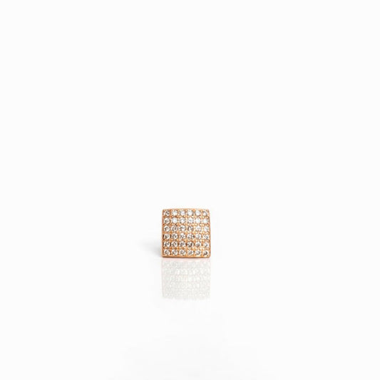 925 sterling silver square pavé stud earrings with gold polish finish