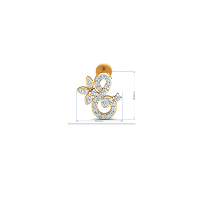 Silver gold floral swirl CZ earrings in 925 sterling silver