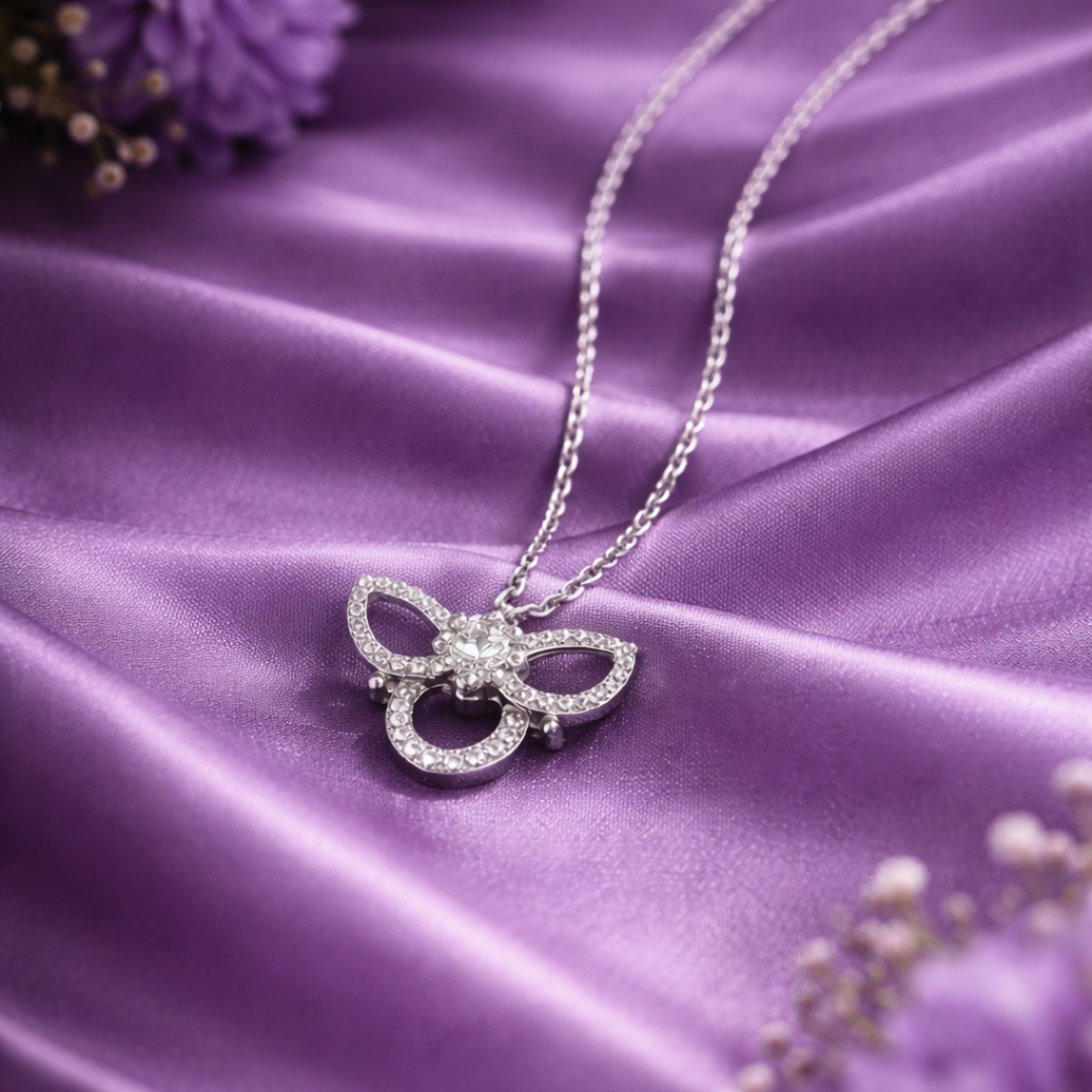 925 sterling silver floral cubic zirconia pendant necklace for women
