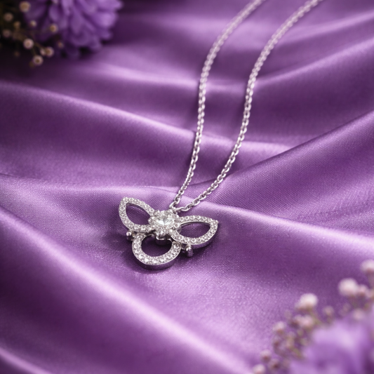 925 sterling silver floral cubic zirconia pendant necklace for women
