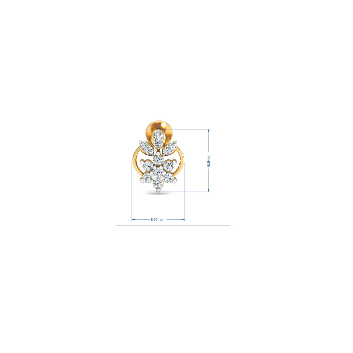 Silver gold floral hoop CZ earrings in 925 sterling silver