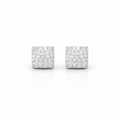 Silver glitter texture square stud earrings in 925 sterling silver