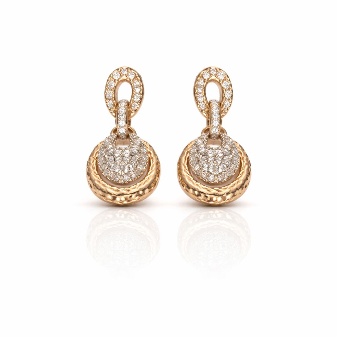 925 sterling silver rose gold layered drop earrings with cubic zirconia sparkle