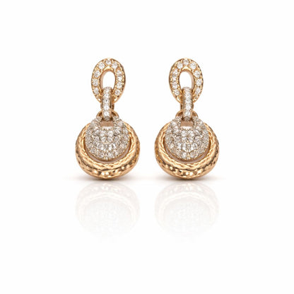 925 sterling silver rose gold layered drop earrings with cubic zirconia sparkle