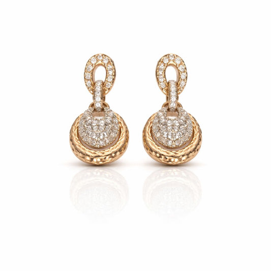 925 sterling silver rose gold layered drop earrings with cubic zirconia sparkle