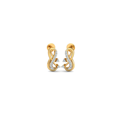 Silver gold infinity CZ earrings in 925 sterling silver with swirl design