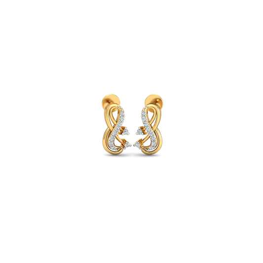 Silver gold infinity CZ earrings in 925 sterling silver with swirl design