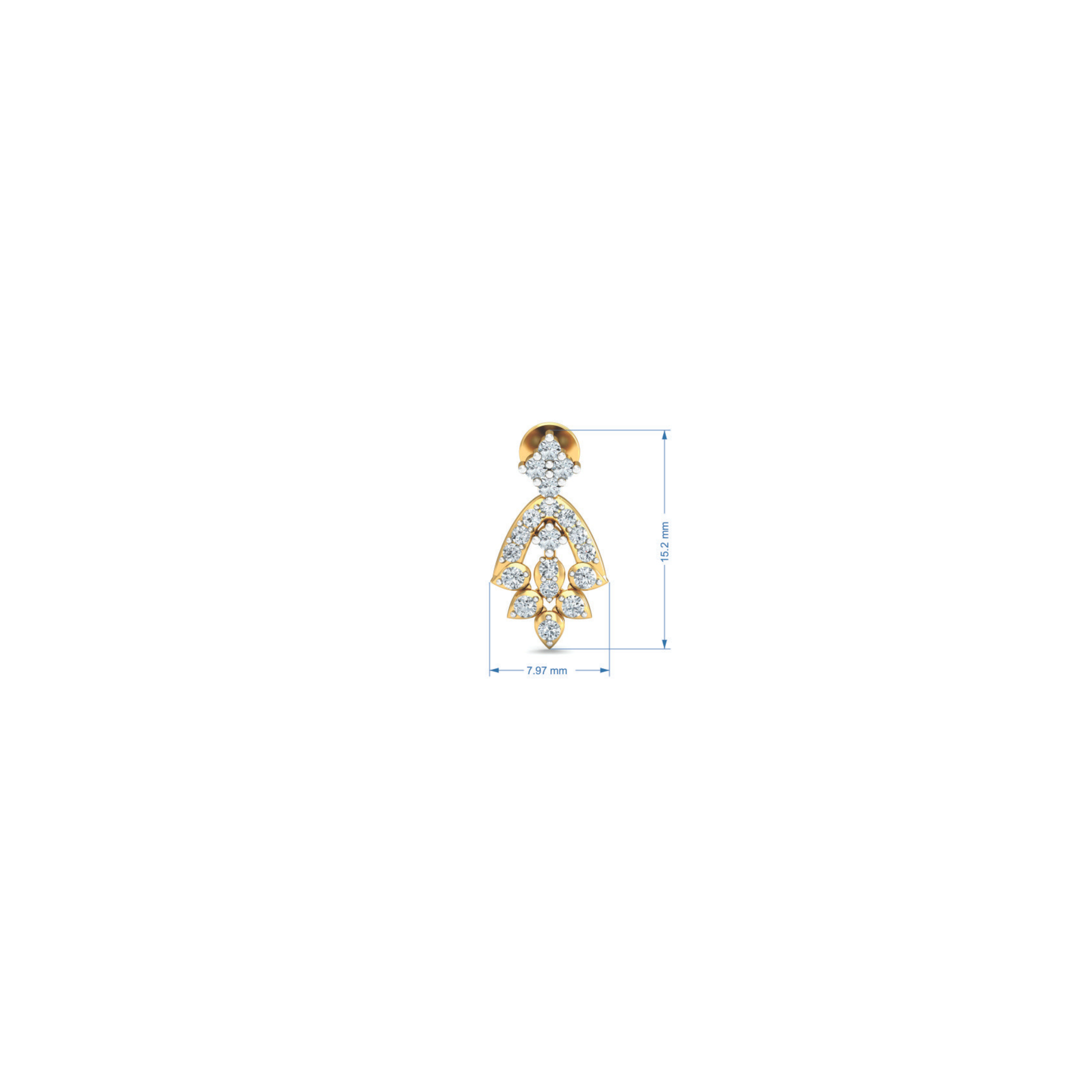 Silver gold geometric drop CZ earrings in 925 sterling silver for wedding wear