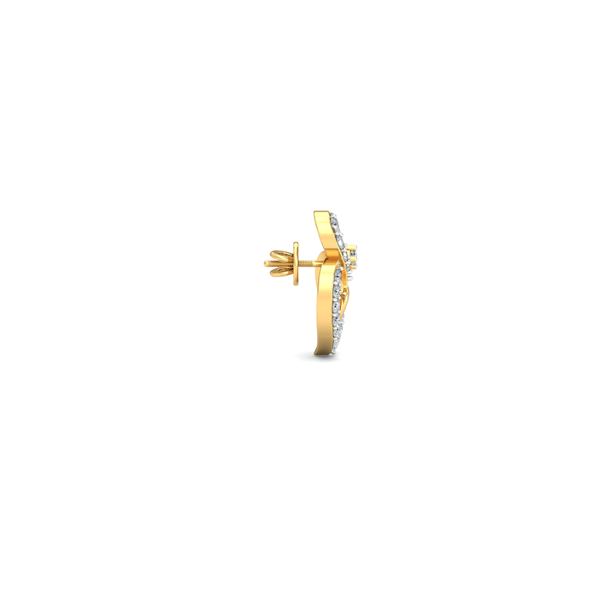 Silver gold double heart CZ earrings in 925 sterling silver