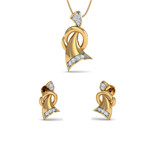 Golden Wave Pendant & Earring Set