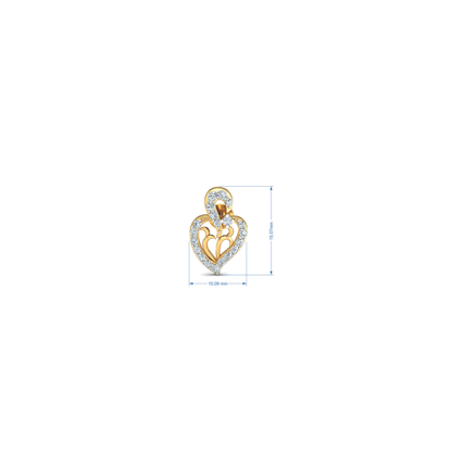 Silver gold double heart CZ earrings in 925 sterling silver