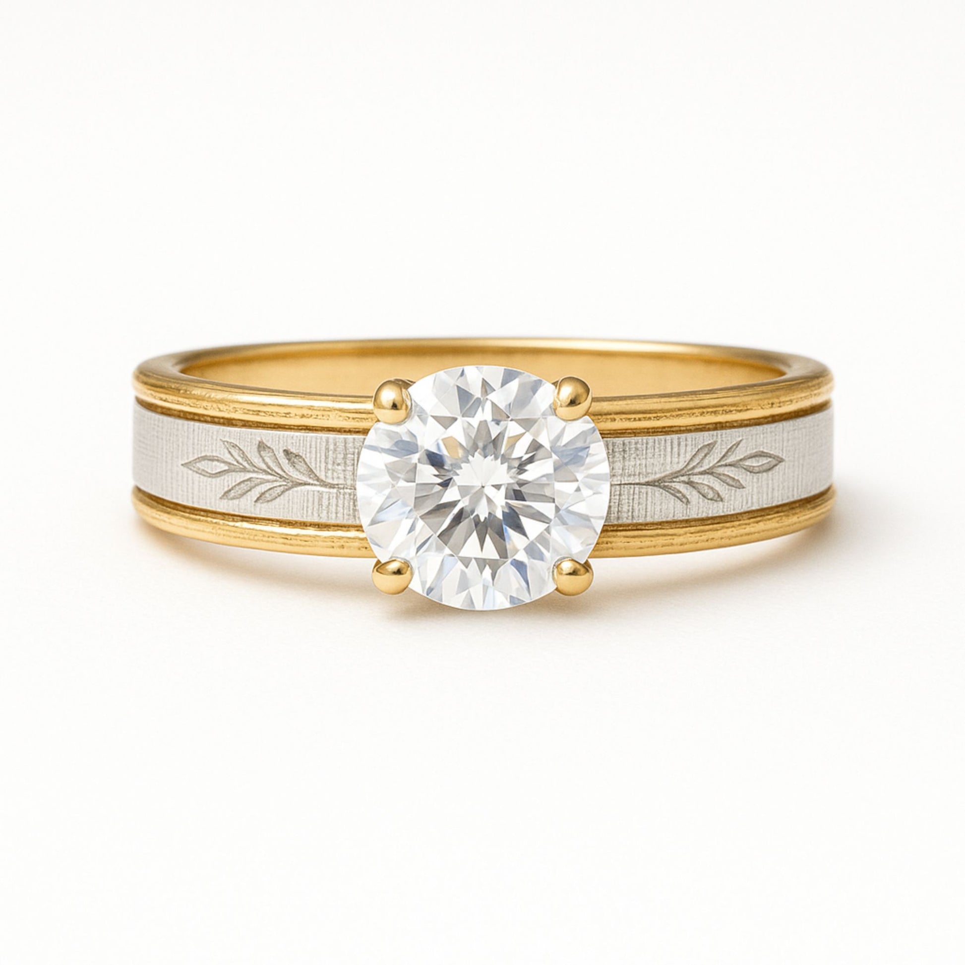 Golden Verona Leaf Motif Ring Sterling Silver - Eloura Sterling