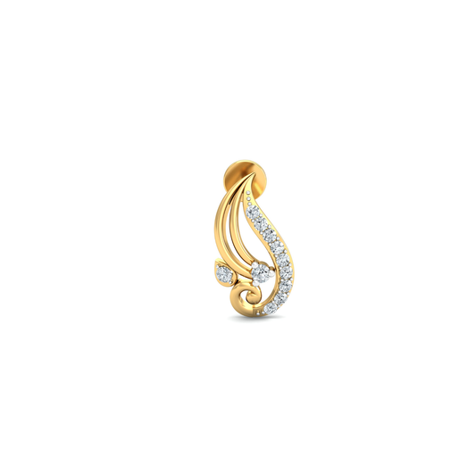 Silver gold royal leaf CZ earrings in 925 sterling silver