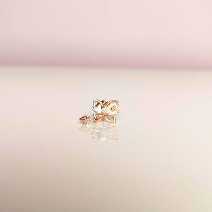 925 sterling silver butterfly outline stud earrings with gold polish finish