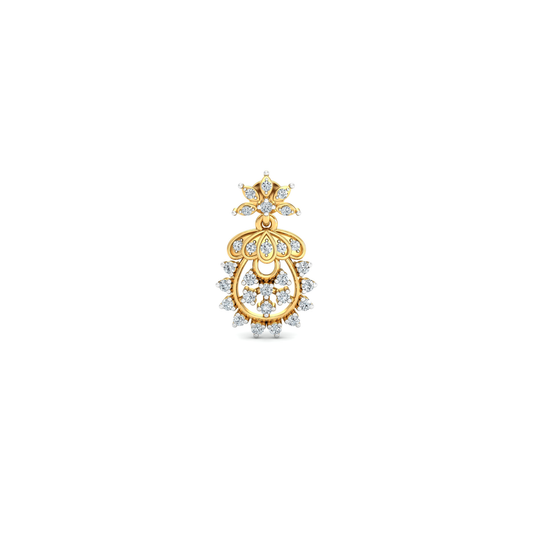 Silver gold floral drop CZ earrings in 925 sterling silver for festive wear