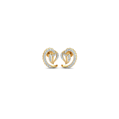 Silver gold scalloped heart CZ earrings in 925 sterling silver