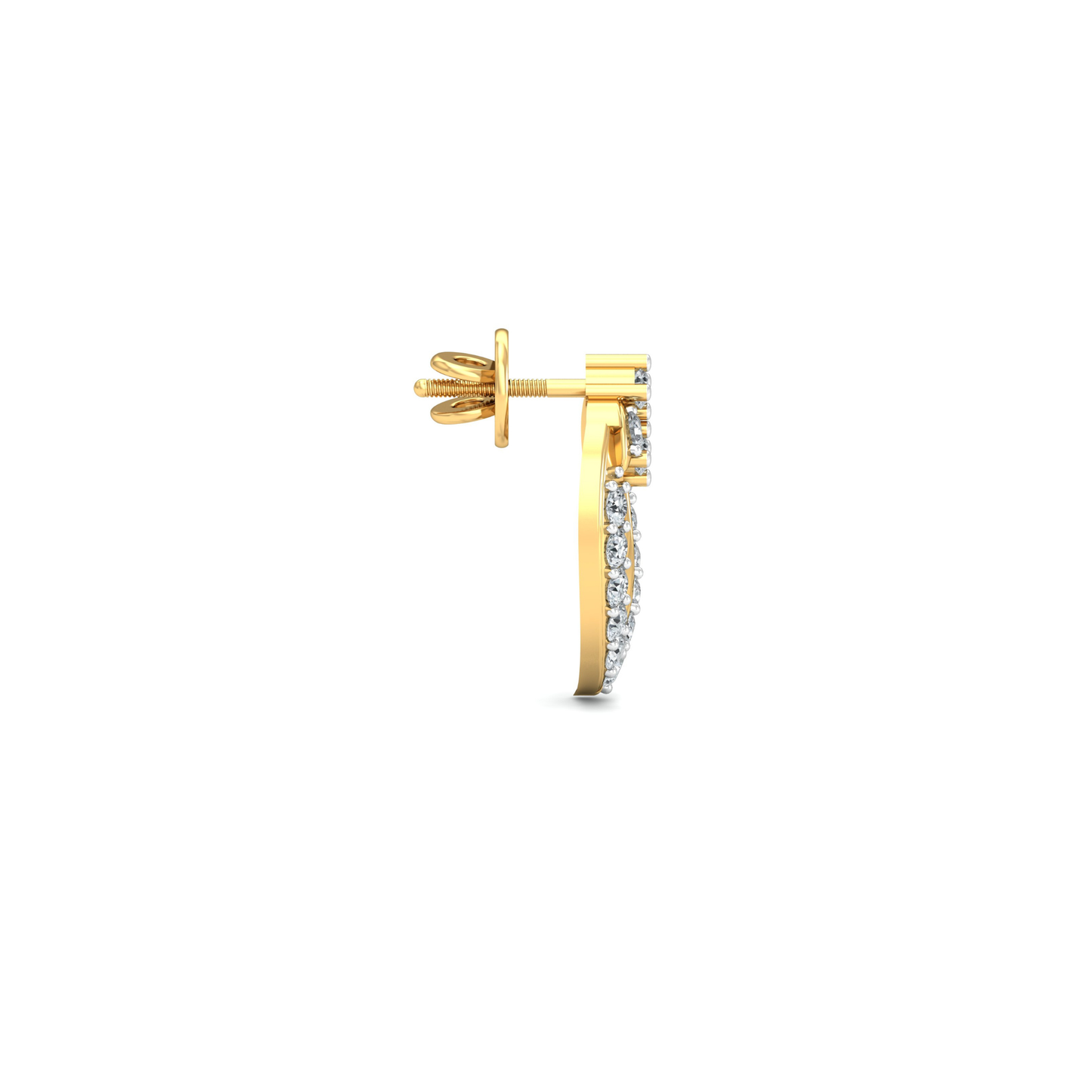 Silver gold leaf heart CZ earrings in 925 sterling silver