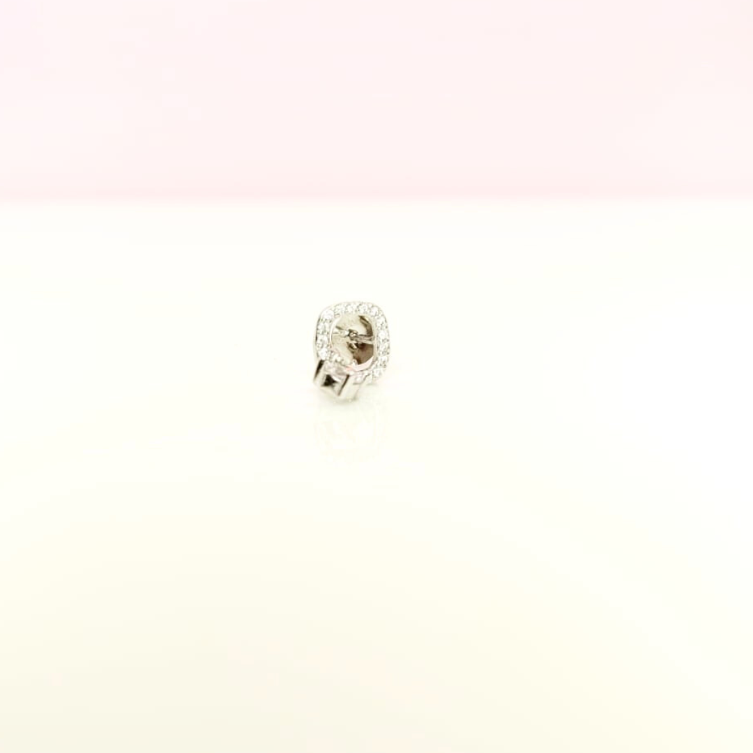 Square Halo CZ Stud Earrings | 925 Sterling Silver