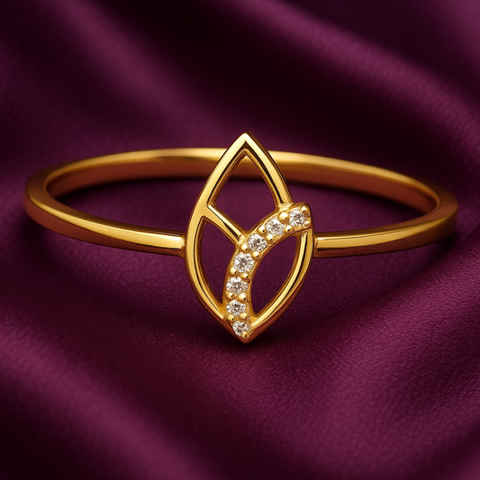 Gold Plated Leaf Ring- Eloura Sterling