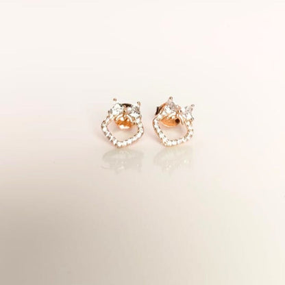 925 sterling silver rose gold halo crystal stud earrings with CZ stones