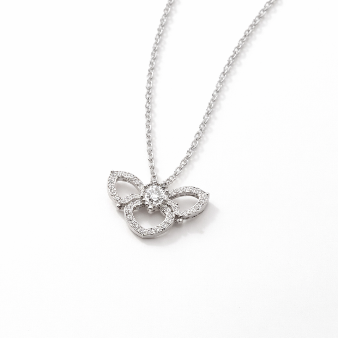 925 sterling silver floral cubic zirconia pendant necklace for women
