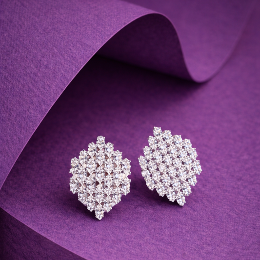 Silver Bloom Stud in 925 sterling silver with floral cluster design