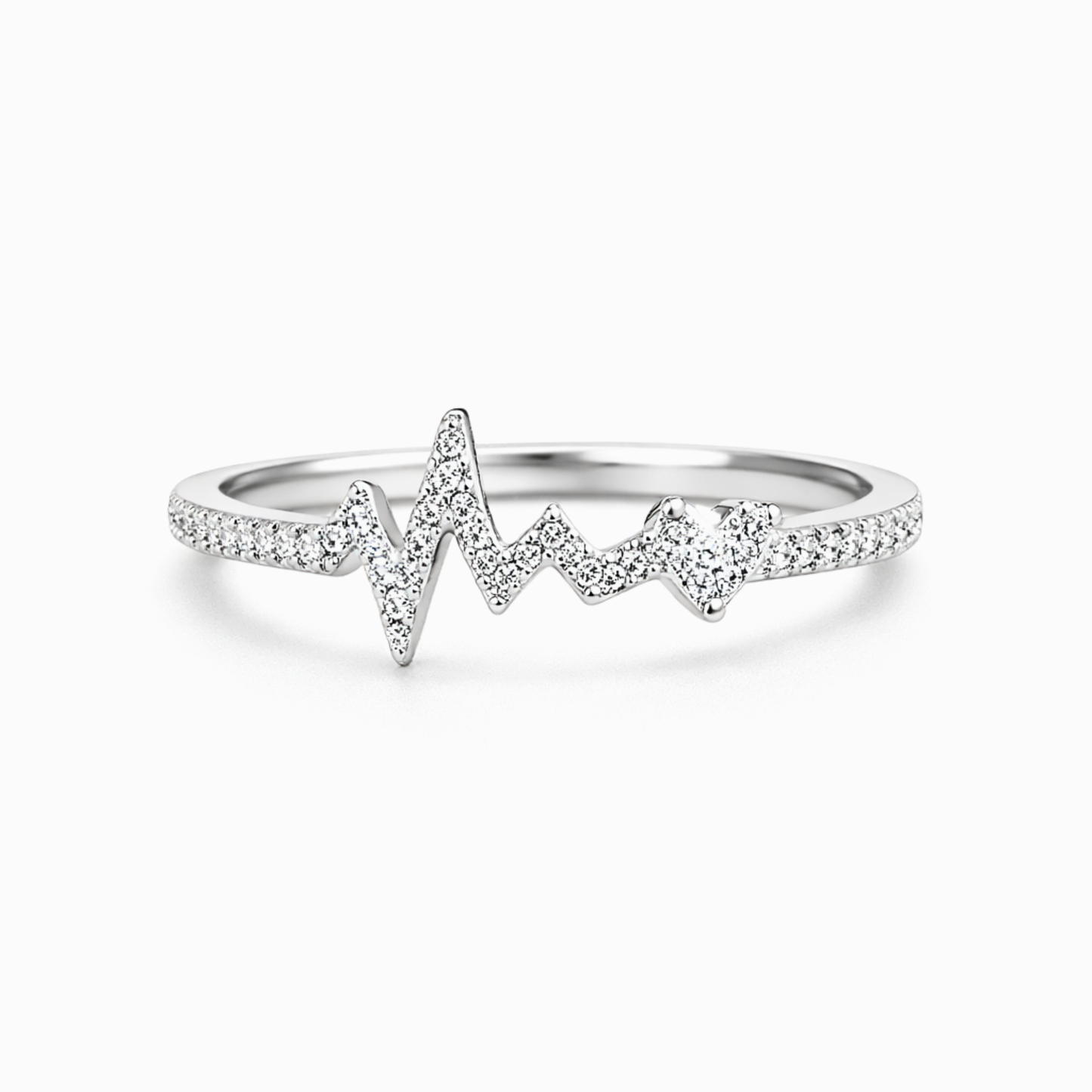 Silver heartbeat CZ ring in 925 sterling silver by Eloura Sterling