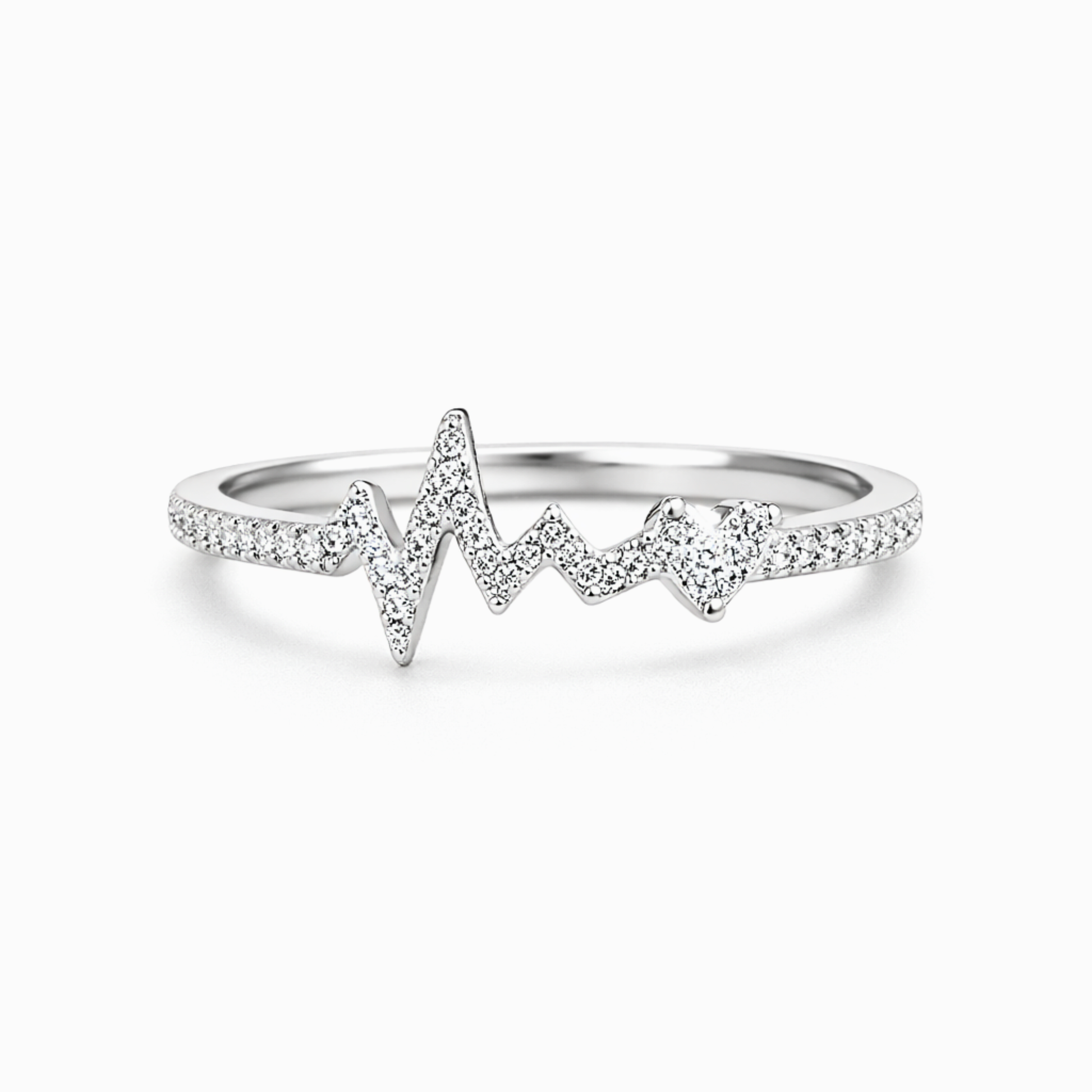 Silver heartbeat CZ ring in 925 sterling silver by Eloura Sterling