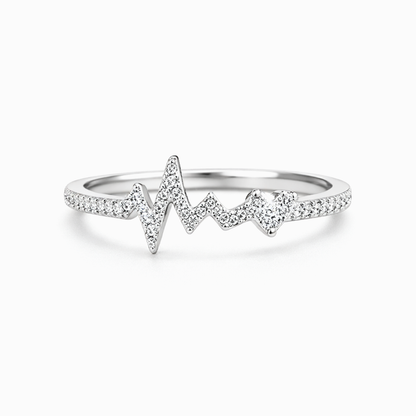 Silver heartbeat CZ ring in 925 sterling silver by Eloura Sterling