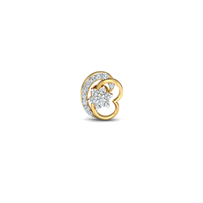 Silver gold double loop floral CZ earrings in 925 sterling silver