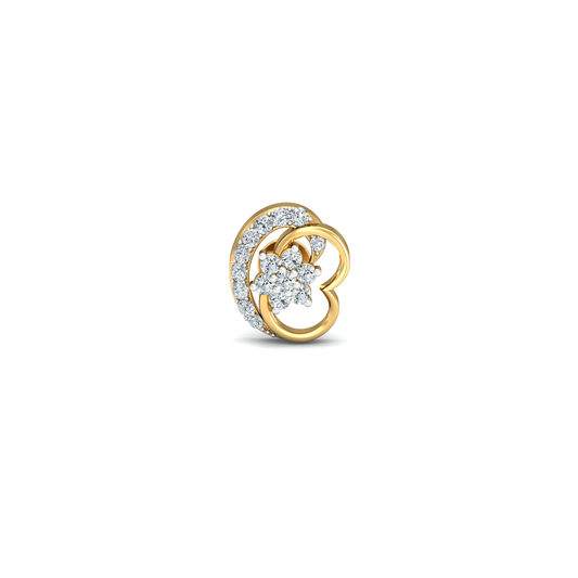 Silver gold double loop floral CZ earrings in 925 sterling silver