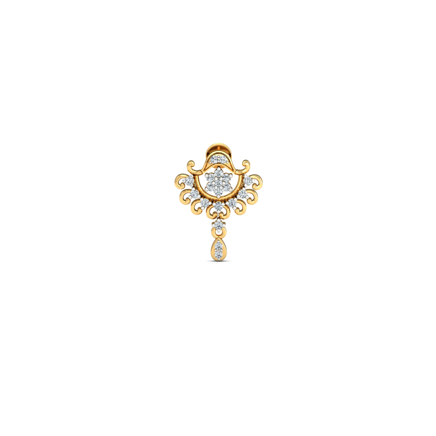 Silver gold royal drop CZ earrings in 925 sterling silver for bridal wear