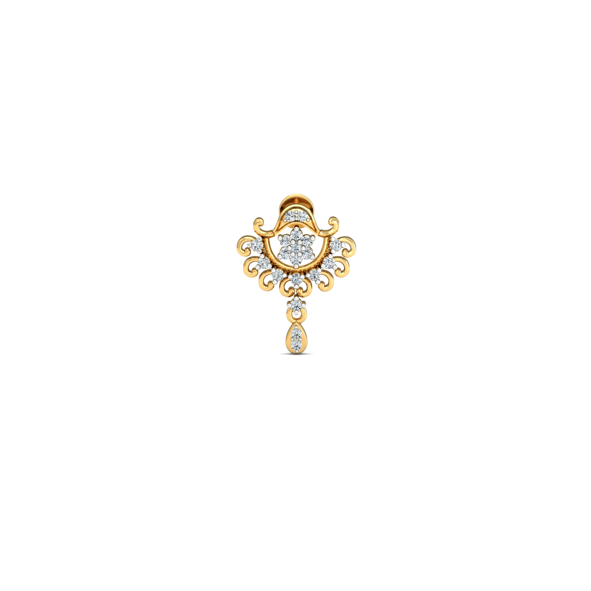 Silver gold royal drop CZ earrings in 925 sterling silver for bridal wear