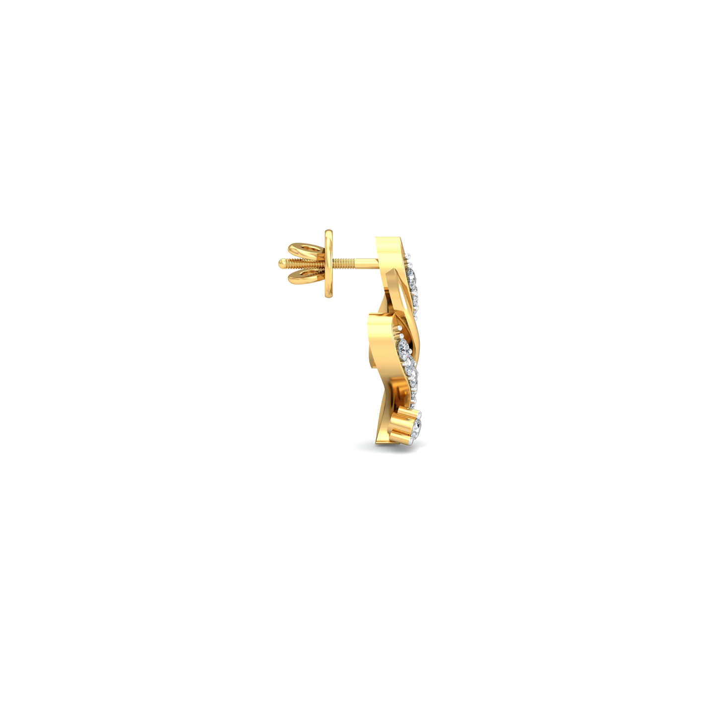 Silver gold wave CZ drop earrings in 925 sterling silver
