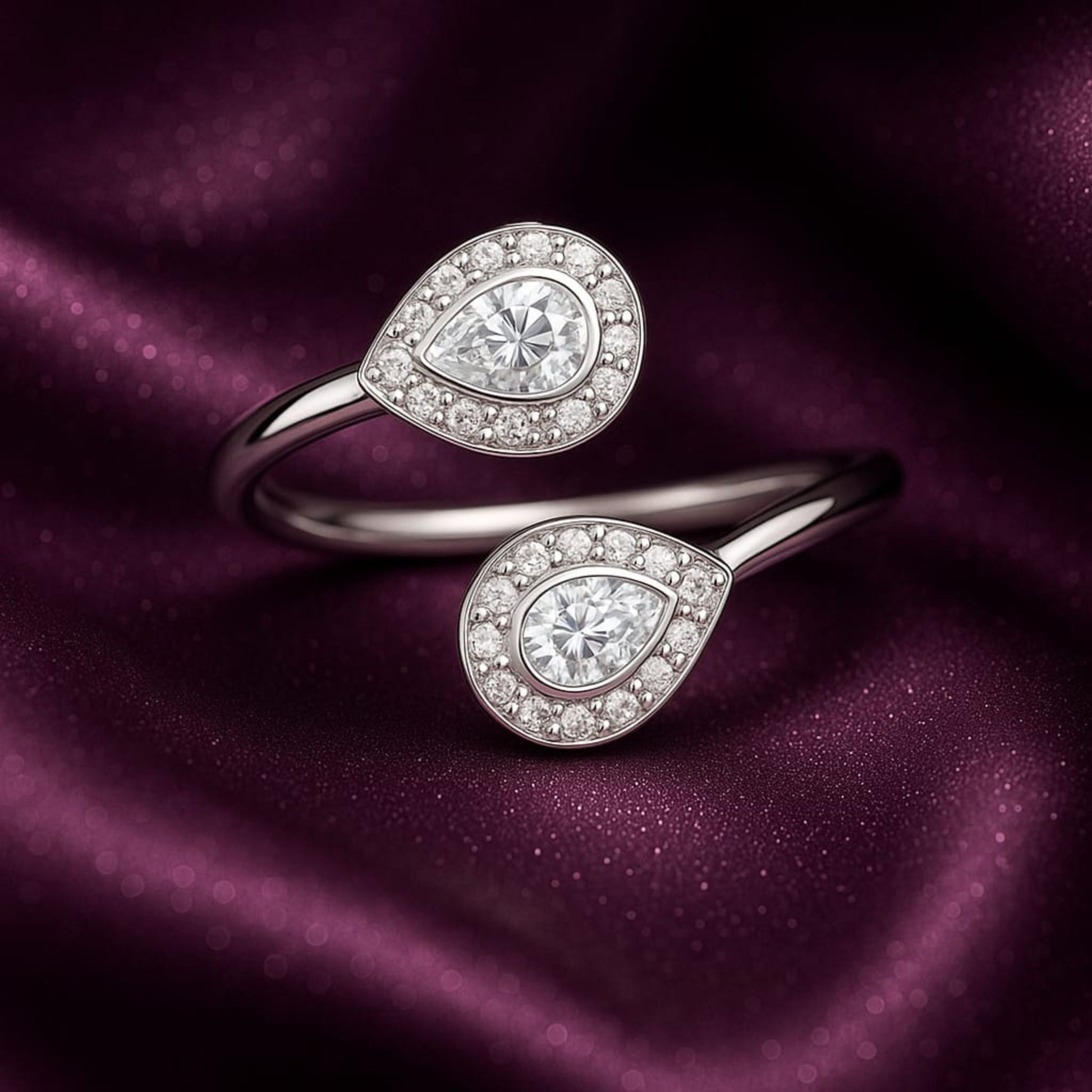 Silver Dewdrop Dual Pear Ring Eloura Sterling