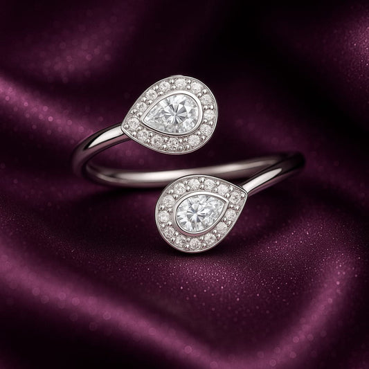 Silver Dewdrop Dual Pear Ring Eloura Sterling