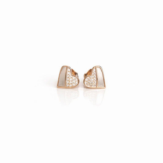 925 sterling silver rose gold heart stud earrings with cubic zirconia