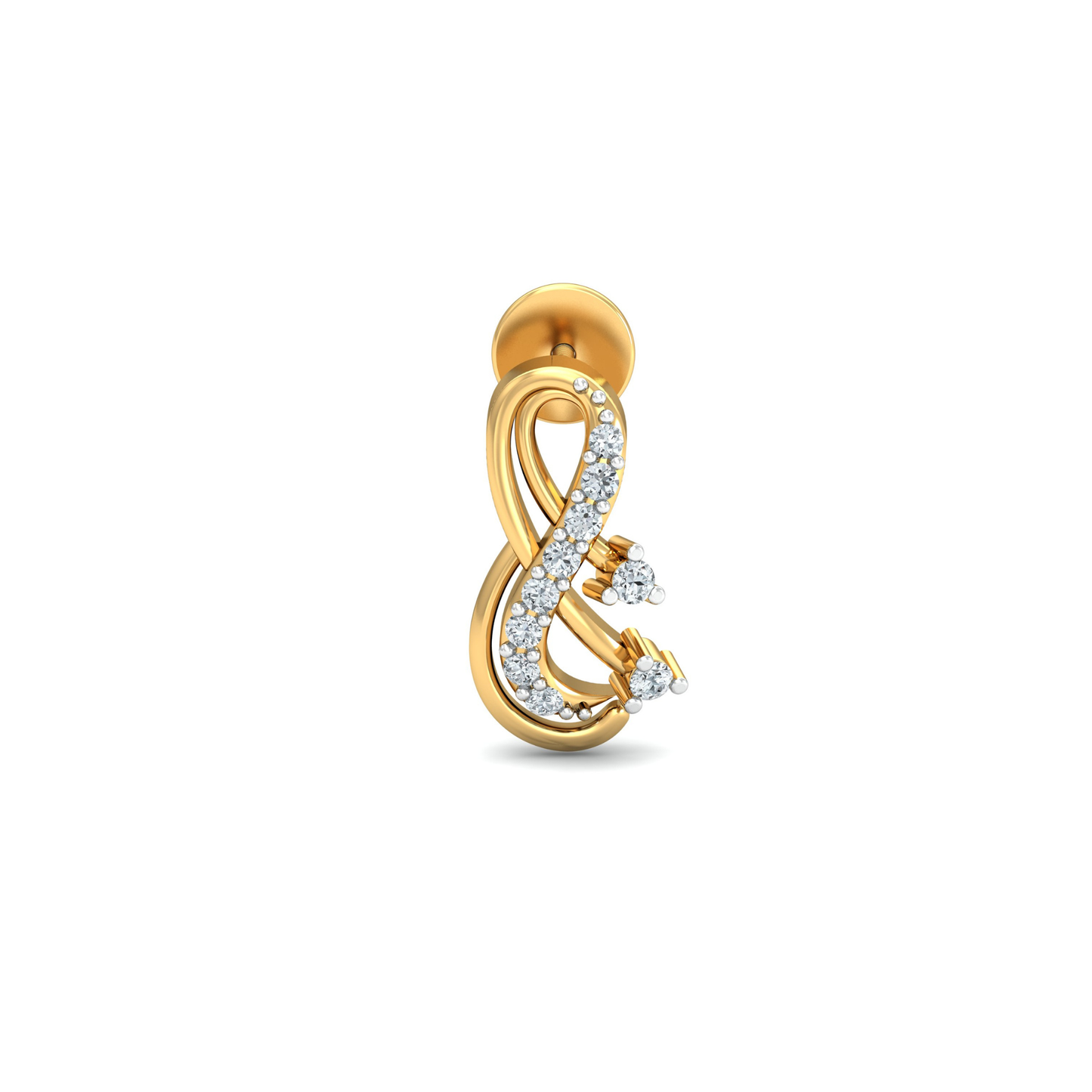 Silver gold infinity CZ earrings in 925 sterling silver with swirl design