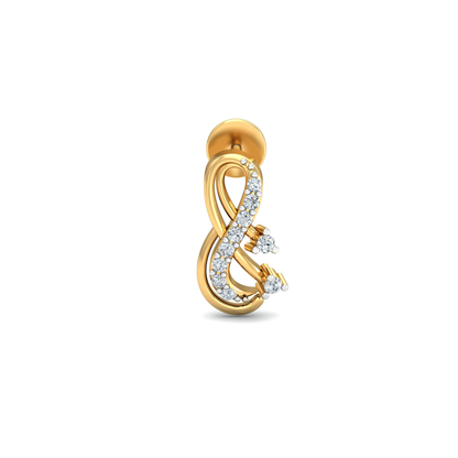 Silver gold infinity CZ earrings in 925 sterling silver with swirl design