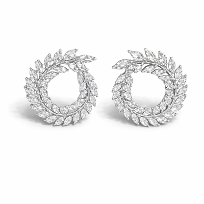 Silver leaf-shaped earrings for women